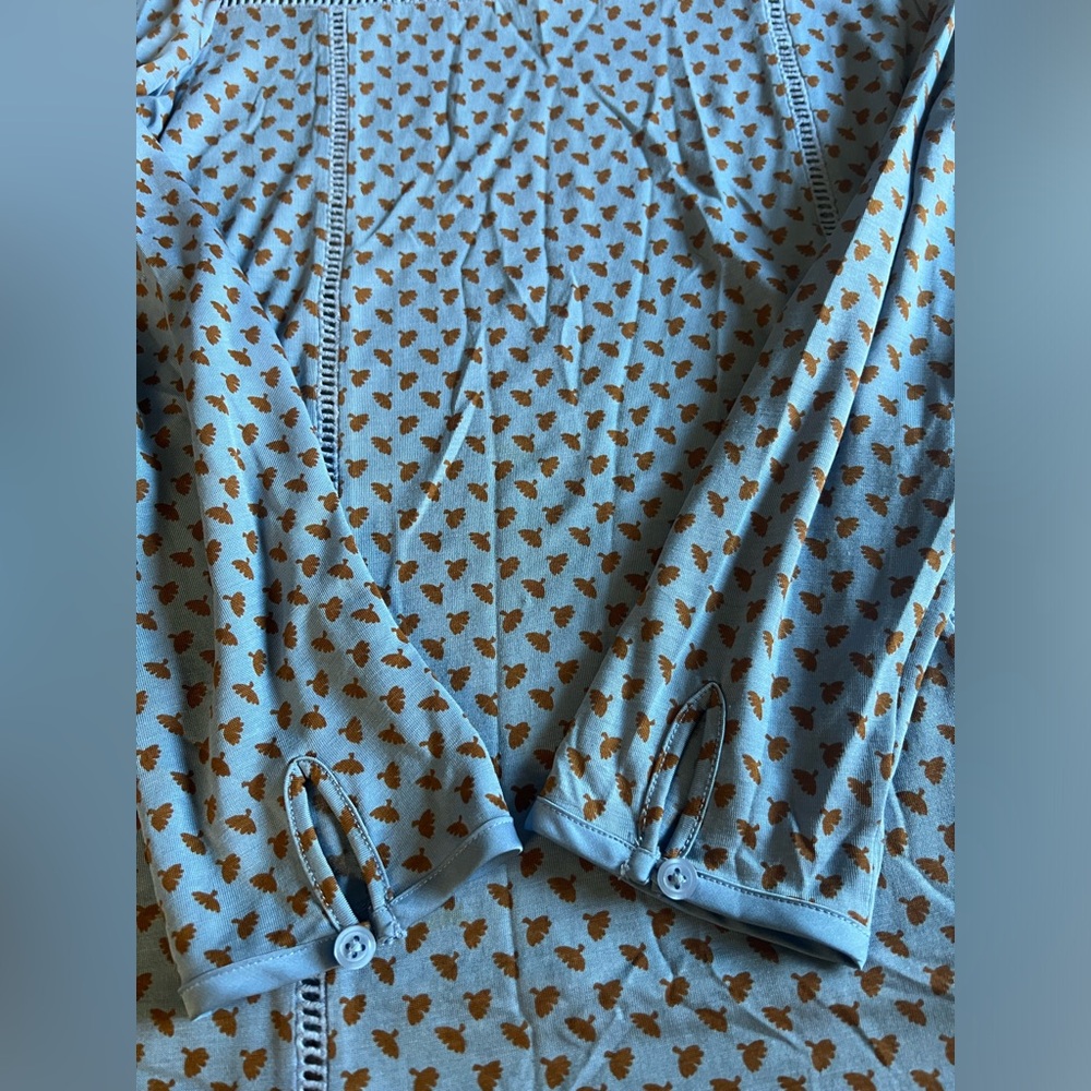 BODEN Blue & Brown “Claudia” Ladder Stitch Floral Print Top Blouse Size 4 - Picture 6 of 9